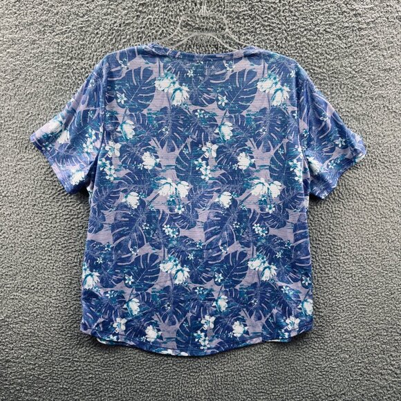 Reel Legends Womens Free Line Top 1X Blue White Floral‎ Short Sleeve Fish Shirt - Picture 2 of 6